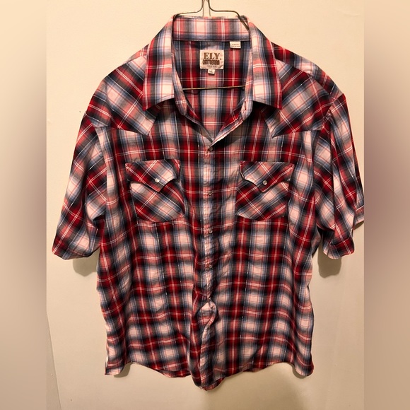 Ely Cattlemen - Men’s XL - Red / Blue & Silver - Pearl Snap Western Shirt - - Picture 6 of 14